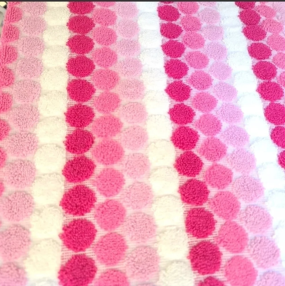 6pc Soho Living Bath Hand Tip Striped Dot Pink Ombre Towel Set New - Picture 3 of 11